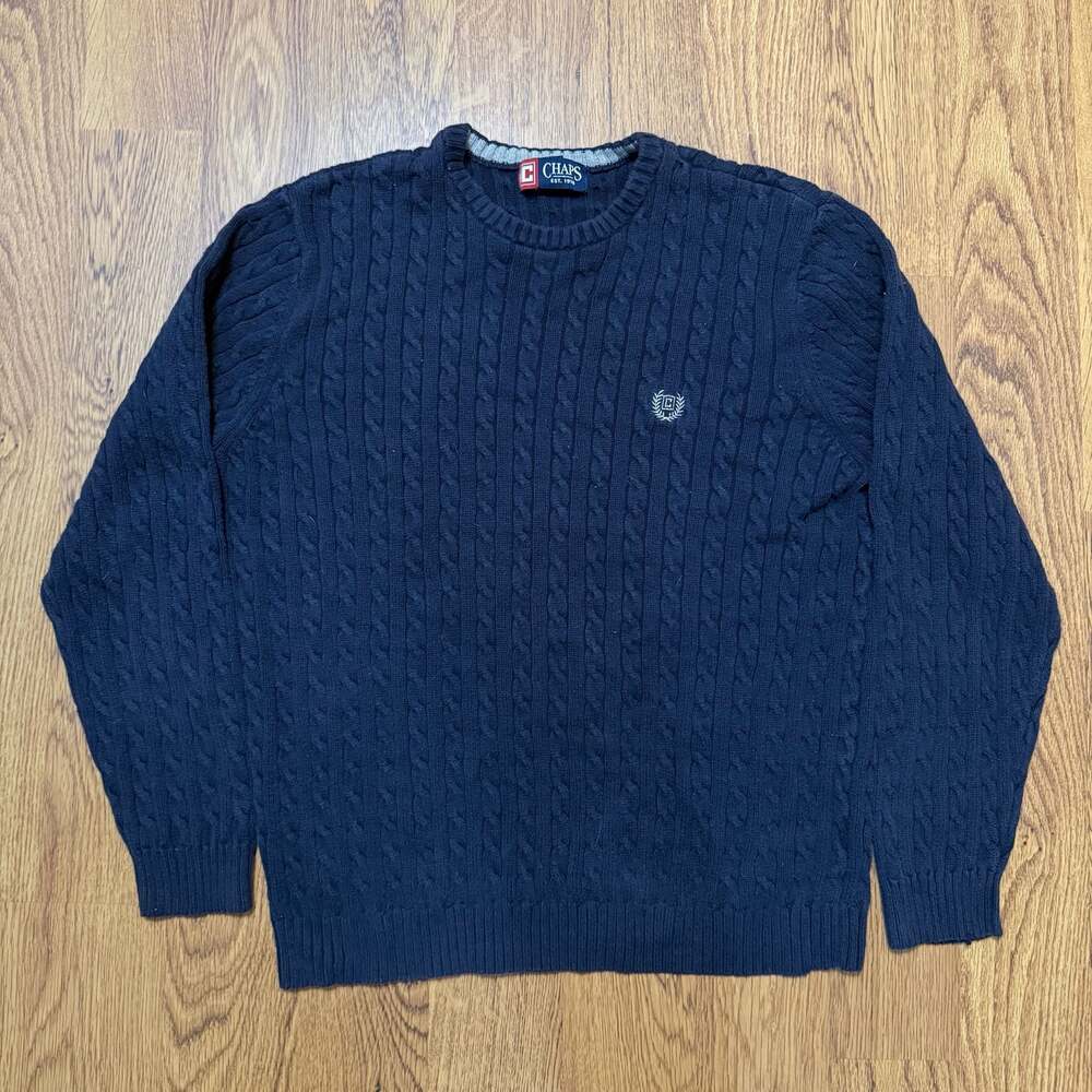 Vintage 1990s Champs Cable Knit Crewneck Sweater / 90s Crewneck / Made in USA